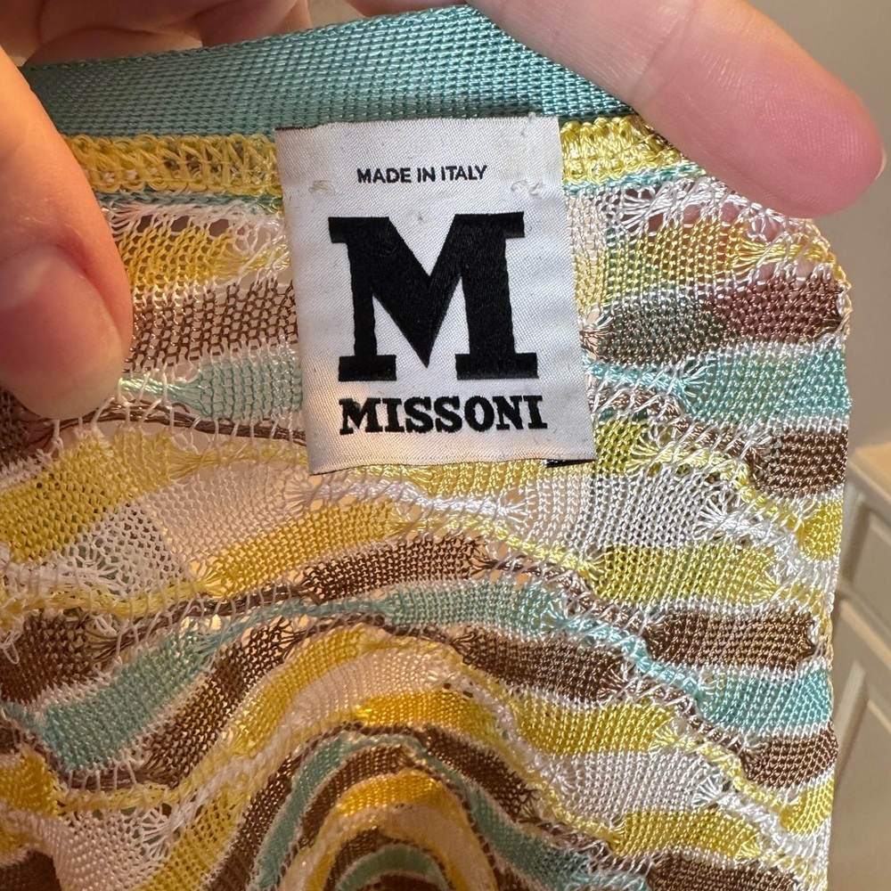 Missoni Blue and Yellow Geometric Cardigan Sweater - Size 8 - Picture 6 of 8